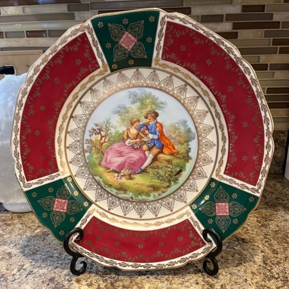Vintage Hutschenreuther Hohenberg Bavaria porcelain platter w/ a courting couple